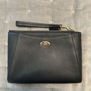 Coach Navy Blue Leather Wristlet